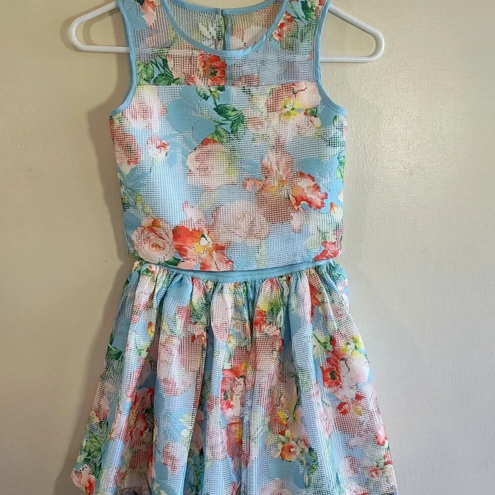 Pippa & Julie Floral 2 Piece Dress Set Top & Skirt Size 10 Cottage Party Wedding